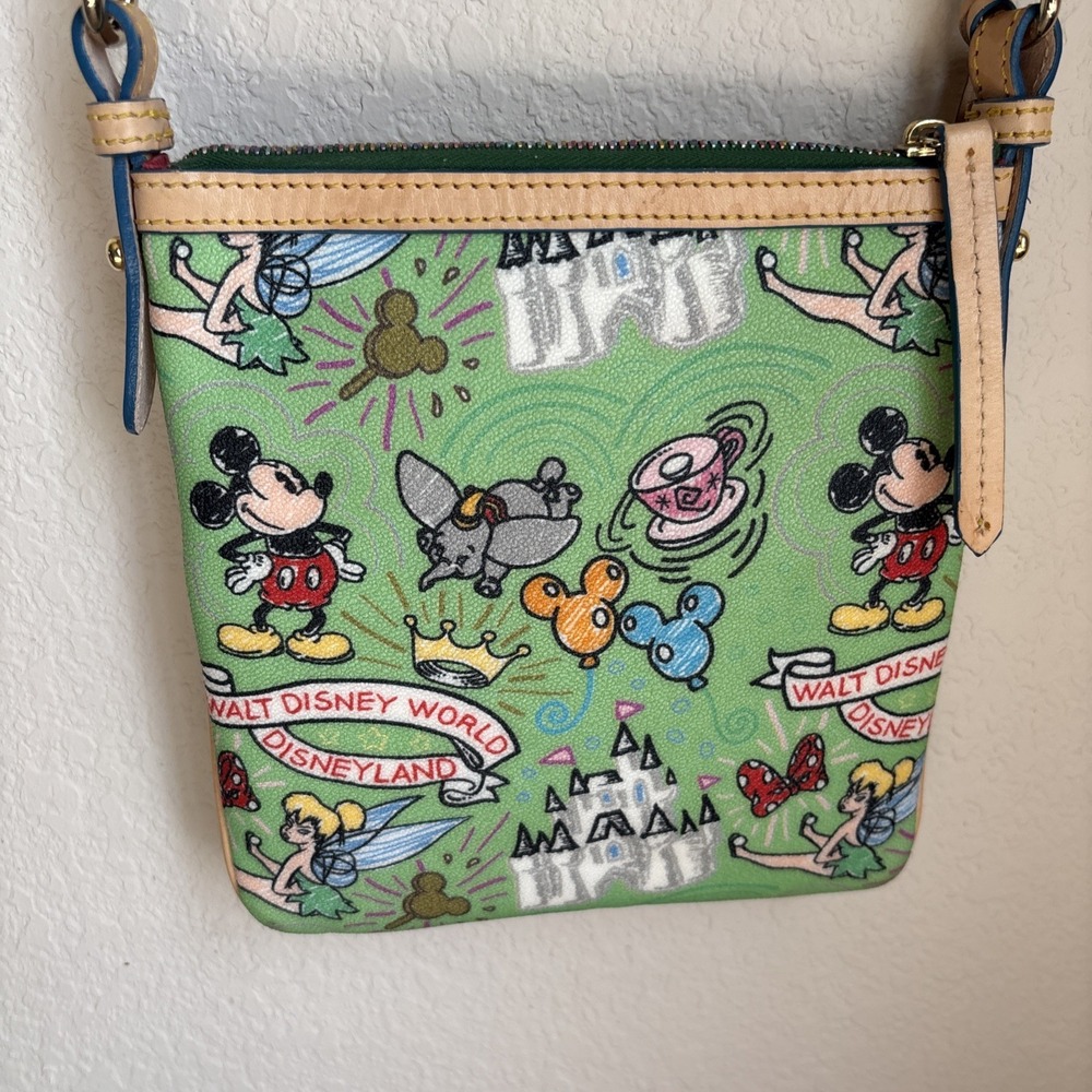 Dooney  & Bourke Disney Tinker Bell Letter Carrier Green Crossbody - Picture 3 of 15